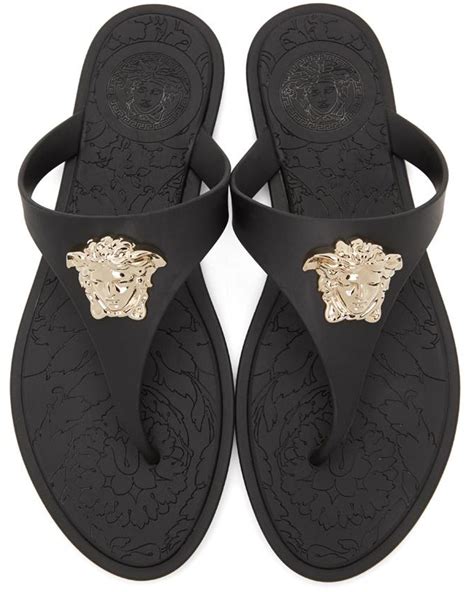 versace thong sandals black|Versace sandals farfetch.